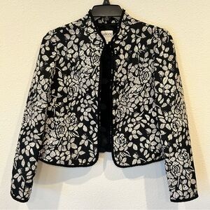 Armani Collezioni black cream rose floral jacket. Sz. L